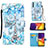 Custodia Portafoglio In Pelle Fantasia Modello Cover con Supporto Y02B per Samsung Galaxy F34 5G Azzurro