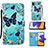 Custodia Portafoglio In Pelle Fantasia Modello Cover con Supporto Y02B per Samsung Galaxy F42 5G Cielo Blu