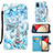 Custodia Portafoglio In Pelle Fantasia Modello Cover con Supporto Y02B per Samsung Galaxy M02s Azzurro