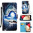 Custodia Portafoglio In Pelle Fantasia Modello Cover con Supporto Y02B per Samsung Galaxy M02s Blu Notte