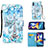 Custodia Portafoglio In Pelle Fantasia Modello Cover con Supporto Y02B per Samsung Galaxy M11 Azzurro