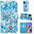 Custodia Portafoglio In Pelle Fantasia Modello Cover con Supporto Y02B per Samsung Galaxy M40S Azzurro