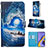 Custodia Portafoglio In Pelle Fantasia Modello Cover con Supporto Y02B per Samsung Galaxy M40S Blu Notte