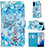 Custodia Portafoglio In Pelle Fantasia Modello Cover con Supporto Y02B per Samsung Galaxy S20 5G Azzurro