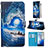 Custodia Portafoglio In Pelle Fantasia Modello Cover con Supporto Y02B per Samsung Galaxy S20 5G Blu Notte