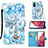 Custodia Portafoglio In Pelle Fantasia Modello Cover con Supporto Y02B per Samsung Galaxy S20 FE (2022) 5G Azzurro