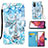 Custodia Portafoglio In Pelle Fantasia Modello Cover con Supporto Y02B per Samsung Galaxy S20 Lite 5G Azzurro
