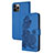 Custodia Portafoglio In Pelle Fantasia Modello Cover con Supporto Y02X per Apple iPhone 13 Pro Blu