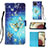 Custodia Portafoglio In Pelle Fantasia Modello Cover con Supporto Y03B per Samsung Galaxy A12 Cielo Blu