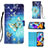 Custodia Portafoglio In Pelle Fantasia Modello Cover con Supporto Y03B per Samsung Galaxy A21 Cielo Blu