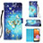 Custodia Portafoglio In Pelle Fantasia Modello Cover con Supporto Y03B per Samsung Galaxy A32 4G Cielo Blu