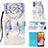 Custodia Portafoglio In Pelle Fantasia Modello Cover con Supporto Y03B per Samsung Galaxy A32 5G Azzurro