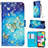 Custodia Portafoglio In Pelle Fantasia Modello Cover con Supporto Y03B per Samsung Galaxy A41 Cielo Blu