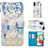 Custodia Portafoglio In Pelle Fantasia Modello Cover con Supporto Y03B per Samsung Galaxy A71 5G Azzurro