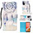 Custodia Portafoglio In Pelle Fantasia Modello Cover con Supporto Y03B per Samsung Galaxy A72 4G Azzurro
