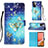 Custodia Portafoglio In Pelle Fantasia Modello Cover con Supporto Y03B per Samsung Galaxy A72 5G Cielo Blu