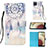 Custodia Portafoglio In Pelle Fantasia Modello Cover con Supporto Y03B per Samsung Galaxy F12 Azzurro