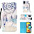 Custodia Portafoglio In Pelle Fantasia Modello Cover con Supporto Y03B per Samsung Galaxy M40S Azzurro