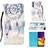 Custodia Portafoglio In Pelle Fantasia Modello Cover con Supporto Y03B per Samsung Galaxy Quantum2 5G Azzurro