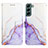 Custodia Portafoglio In Pelle Fantasia Modello Cover con Supporto Y03B per Samsung Galaxy S21 5G Viola