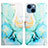 Custodia Portafoglio In Pelle Fantasia Modello Cover con Supporto Y04B per Apple iPhone 13 Verde