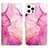 Custodia Portafoglio In Pelle Fantasia Modello Cover con Supporto Y04B per Apple iPhone 16 Pro Rosa Caldo