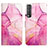 Custodia Portafoglio In Pelle Fantasia Modello Cover con Supporto Y04B per Vivo Y50t Rosa Caldo