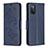 Custodia Portafoglio In Pelle Farfalla Cover con Supporto B01F per Samsung Galaxy A03s Blu