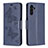 Custodia Portafoglio In Pelle Farfalla Cover con Supporto B01F per Samsung Galaxy A04s Blu