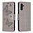 Custodia Portafoglio In Pelle Farfalla Cover con Supporto B01F per Samsung Galaxy A04s Grigio