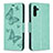 Custodia Portafoglio In Pelle Farfalla Cover con Supporto B01F per Samsung Galaxy A04s Verde