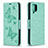 Custodia Portafoglio In Pelle Farfalla Cover con Supporto B01F per Samsung Galaxy A12 Verde