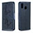 Custodia Portafoglio In Pelle Farfalla Cover con Supporto B01F per Samsung Galaxy A20 Blu