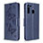 Custodia Portafoglio In Pelle Farfalla Cover con Supporto B01F per Samsung Galaxy A21 Blu