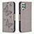 Custodia Portafoglio In Pelle Farfalla Cover con Supporto B01F per Samsung Galaxy A22 4G Grigio