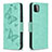 Custodia Portafoglio In Pelle Farfalla Cover con Supporto B01F per Samsung Galaxy A22 5G Verde
