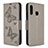 Custodia Portafoglio In Pelle Farfalla Cover con Supporto B01F per Samsung Galaxy A70E Grigio