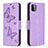 Custodia Portafoglio In Pelle Farfalla Cover con Supporto B01F per Samsung Galaxy F42 5G Lavanda