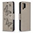 Custodia Portafoglio In Pelle Farfalla Cover con Supporto B01F per Samsung Galaxy M12 Grigio