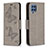 Custodia Portafoglio In Pelle Farfalla Cover con Supporto B01F per Samsung Galaxy M32 4G Grigio