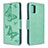 Custodia Portafoglio In Pelle Farfalla Cover con Supporto B01F per Samsung Galaxy M40S Verde