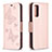 Custodia Portafoglio In Pelle Farfalla Cover con Supporto B01F per Samsung Galaxy S20 FE (2022) 5G Oro Rosa