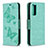 Custodia Portafoglio In Pelle Farfalla Cover con Supporto B01F per Samsung Galaxy S20 FE (2022) 5G Verde