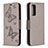 Custodia Portafoglio In Pelle Farfalla Cover con Supporto B01F per Samsung Galaxy S20 FE 4G Grigio