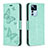 Custodia Portafoglio In Pelle Farfalla Cover con Supporto B01F per Xiaomi Mi 12T Pro 5G Verde