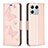 Custodia Portafoglio In Pelle Farfalla Cover con Supporto B01F per Xiaomi Mi 13 5G Oro Rosa