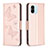 Custodia Portafoglio In Pelle Farfalla Cover con Supporto B01F per Xiaomi Poco C50 Oro Rosa