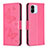 Custodia Portafoglio In Pelle Farfalla Cover con Supporto B01F per Xiaomi Poco C50 Rosa Caldo