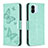 Custodia Portafoglio In Pelle Farfalla Cover con Supporto B01F per Xiaomi Poco C50 Verde