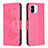 Custodia Portafoglio In Pelle Farfalla Cover con Supporto B01F per Xiaomi Poco C51 Rosa Caldo